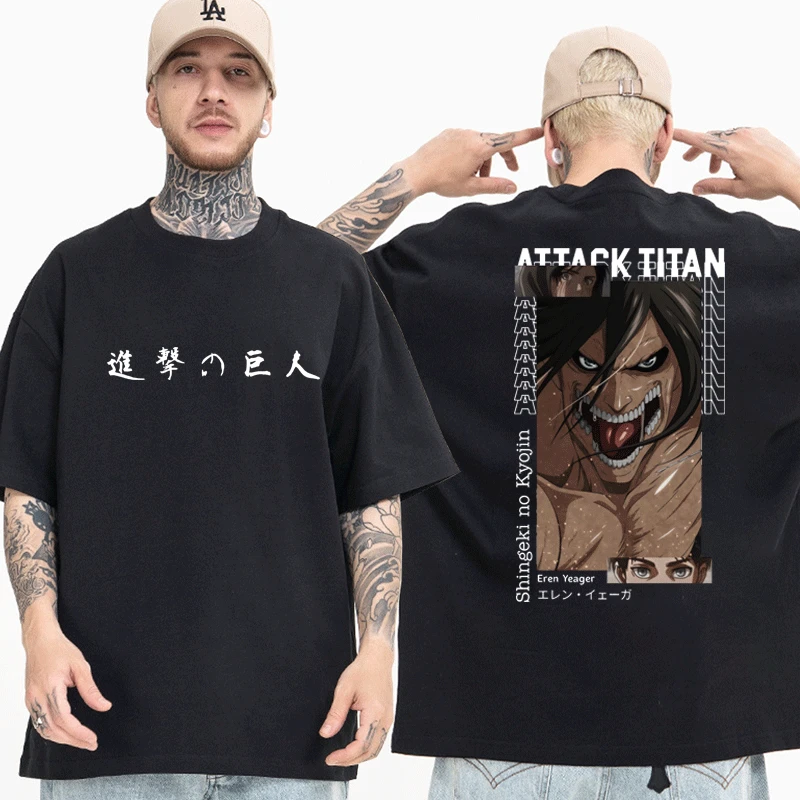 

Japanese Anime Attack on Titan T Shirt Men and Women Shingeki No Kyojin Eren Yeager Graphic Print T-shirt Short Sleeve Tops Male