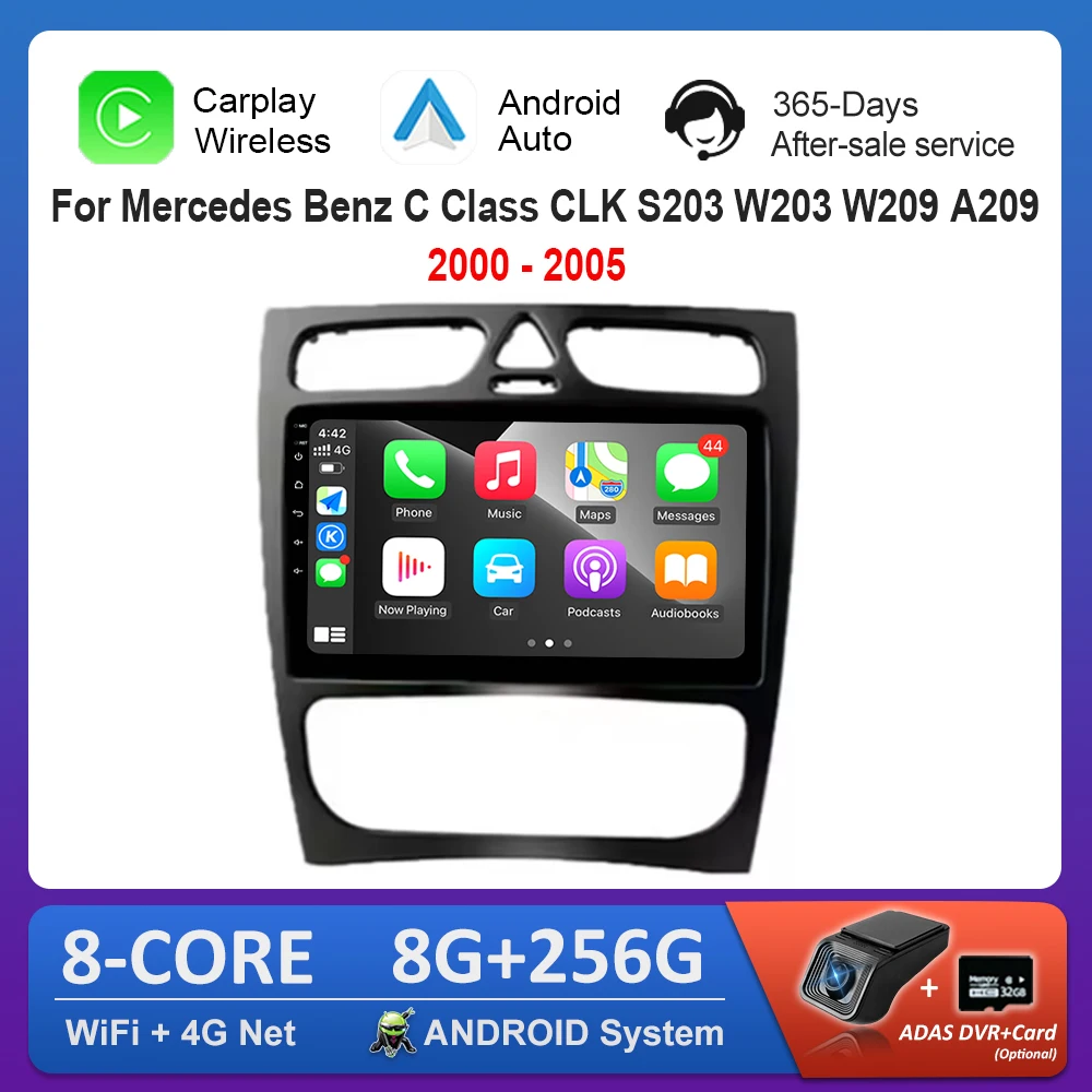 9-дюймовый автомобильный видеоплеер для Mercedes Benz C Φ S203 W203 W209 A209 2000-2005 GPS экран 2.5D