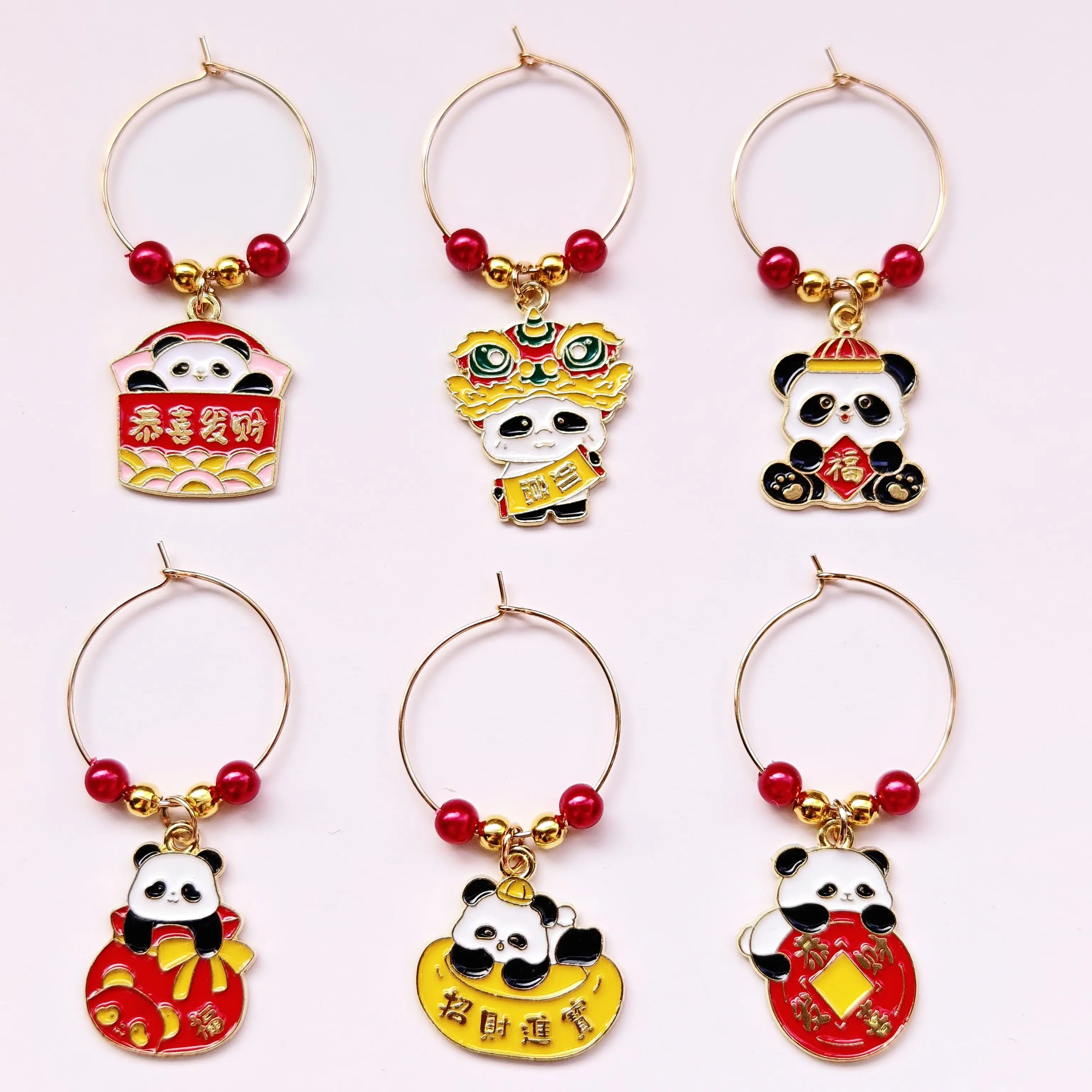 12 шт. новые подвески для вина китайский стиль панда маркеры бокалов лунный Новый