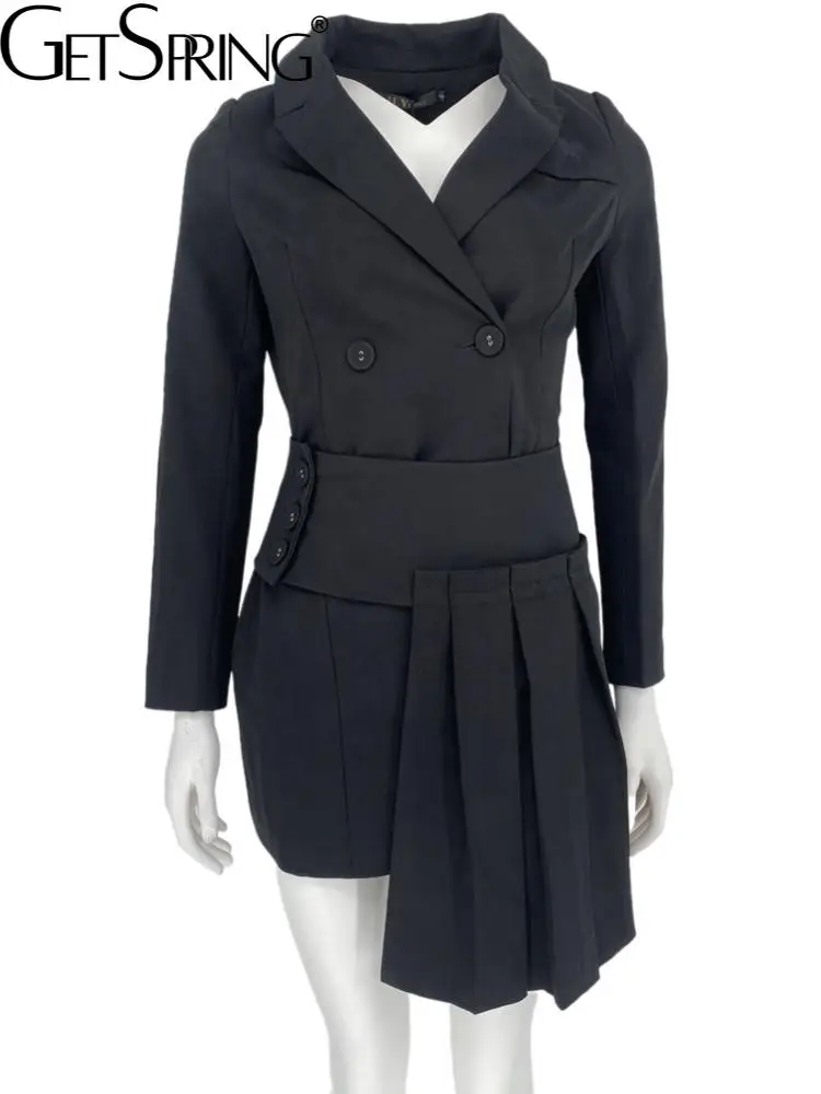 

Getspring 2022 Spring Women Blazer Jacket Asymmetrical Long Pleated Blazer Dress Slim Coat Dropship Wholesale Office Lady Coat