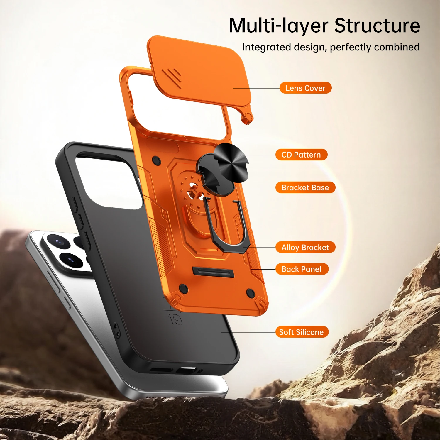 Фото Противоударный чехол Nanshan Armor для Xiaomi 17T Pro / Xiaomi 17T 5G с защитой камеры, металлическим кольцом-подставкой и противоударным покрытием №4