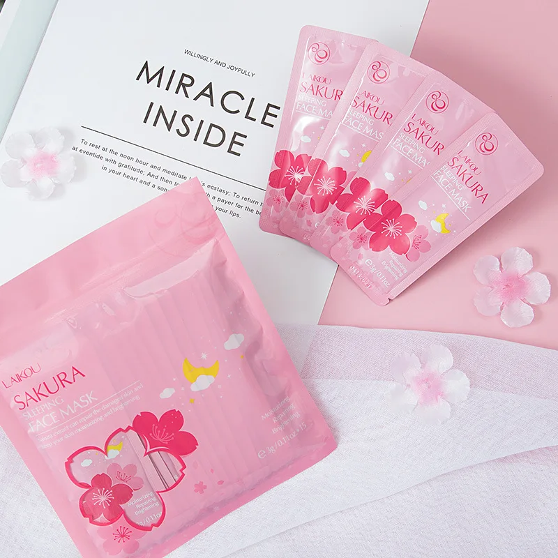 

Sakura Sleeping Mask Face Mask Disposable Moisturizing Brightening Tighten Whitening Nourishing Repairing Improves Rough Skin
