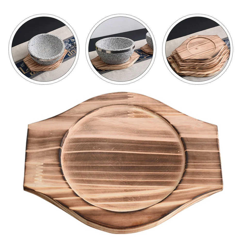 

Bowl Trivet Pot Hot Wood Stone Mat Base Wooden Casserole Dolsot Korean Holder Tray Trivets Dish Bibimbap Pan Iron Cast