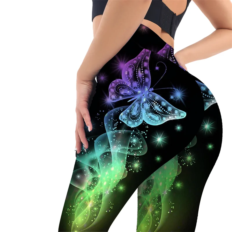 Sport Leggings Women High Waist 3D Butterfly Printed Tights Yoga Pants Gym Legging Femme Workout Leggins Ladies Leginsy Damskie