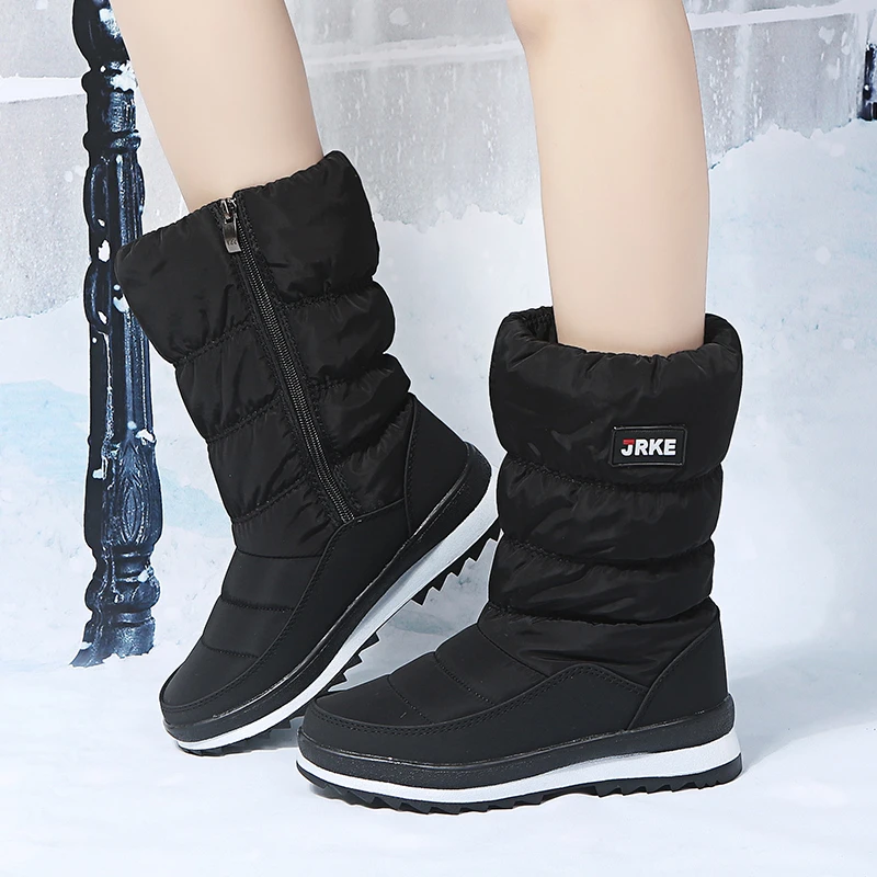 

Женские нескользящие водонепроницаемые сапоги для снежной погоды, зимние сапоги до середины икры на толстом плюше, Женская камуфляжная обувь на платформе с хлопковой подкладкой, 2022