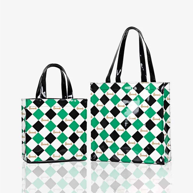 

New Trend Women Fashion Bag Plaid PVC Portable Light Texture Shoulder Hand Carry Female Student Popular Simple Casual Shopping