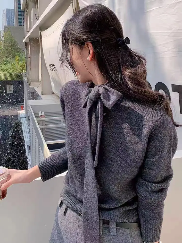 Женский свитер с кашемировой лентой Высококачественная рубашка низом осенние и