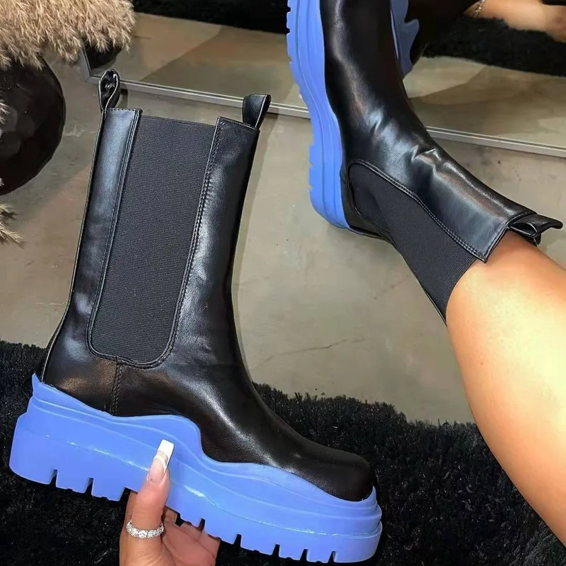 Women Chunky Heel Ankle Boots Woman Shoes Autumn Brand Designer Chelsea Boots Female Platform Boots Lasdies Fashion Combat Boots