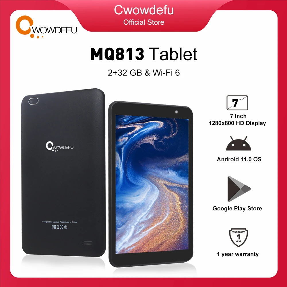 CWOWDEFU 8'' Tablet Android 11.0  HD IPS 1280x800 Display Quad Core Wifi 6 8MP Camera Google Play Tablets PC 256GB TF Expansion