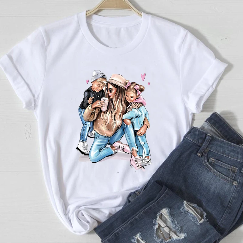 

Mon Baby Life Cartoon T-Shirt For Girls Y2k Aesthetic Anime Urban T-Shirt For Girls Short Sleeve Friendly Summer Women'sT-Shirt
