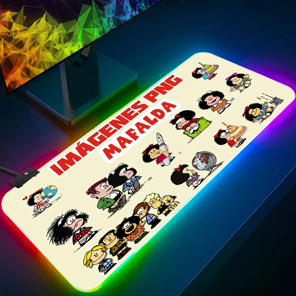 

Cartoon Mafaldas RGB Pc Gamer Keyboard Mouse Pad Mousepad LED Glowing Mouse Mats Rubber Gaming Computer Mausepad
