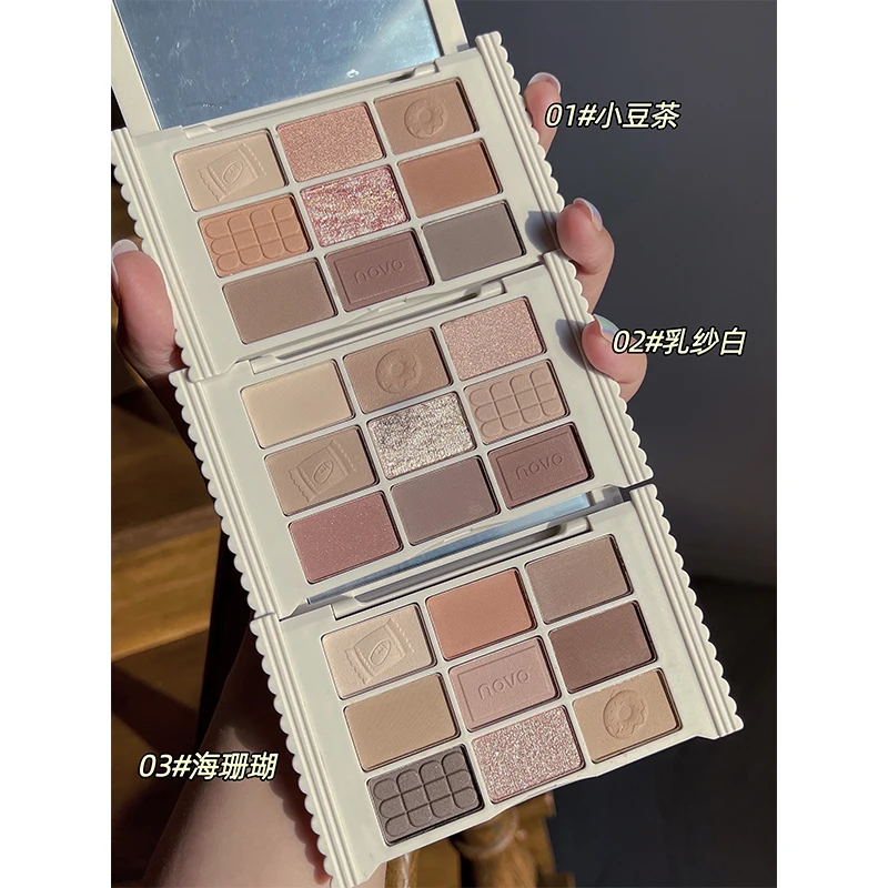 

9 Color Shimmer Matte Eye Shadow Palette Chocolate Gray Brown Earth Color Eyeshadow Pallete Pearlescent Glitter Makeup Palette