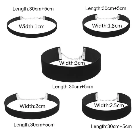 Комплект из 5 черных бархатных чокеров YWUULI