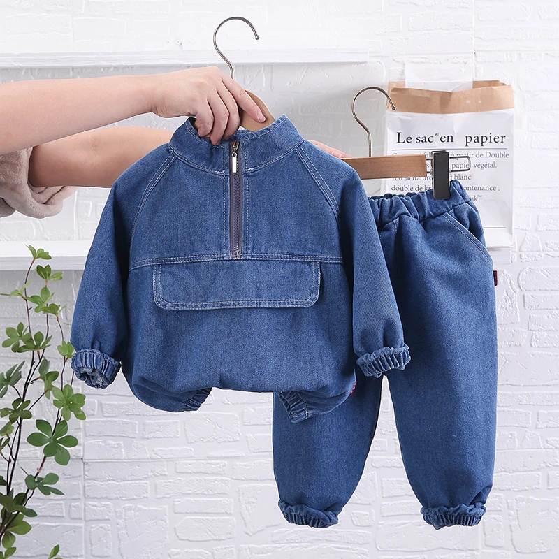 

2023 Spring autumn kids dressed in jeans sweater shirts + jeans pants 2 J's