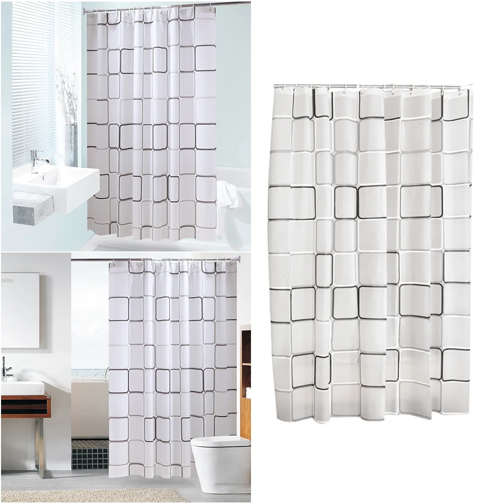 

Curtain Shower Fabric Grid Bathroom Dacron Eva Bath Clear Polyester Liner Holiday Plaid Curtains