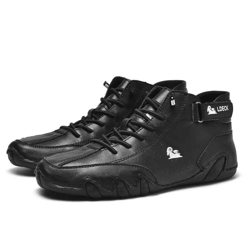 

Size 38-50 Casual Shoes Men Senkers Ankle Leather Outdoor Flat Shoes Non-Slip Wear-Resistant 040
