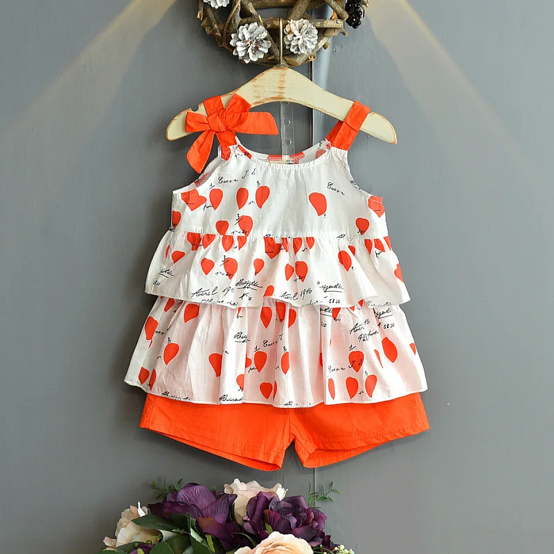 

Girls Clothing Sets 2022 Summer Chiffon Top + Shorts 2pcs Children Clothes for Girls Kids Casual Suits Blouses T-shirt + Shorts