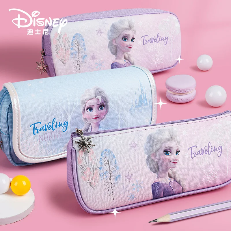 Disney Kawaii Stationerys Box Frozen Elsa Super Capacity Pencil Case Primary School Girls Cute Gifts Children's Pencil Bags New