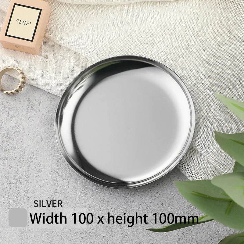 

Modern Simple Stainless Steel Round Metal Tray Girls Cosmetics Jewelry Plate Porch Photo Display Plate Make Up Organizer