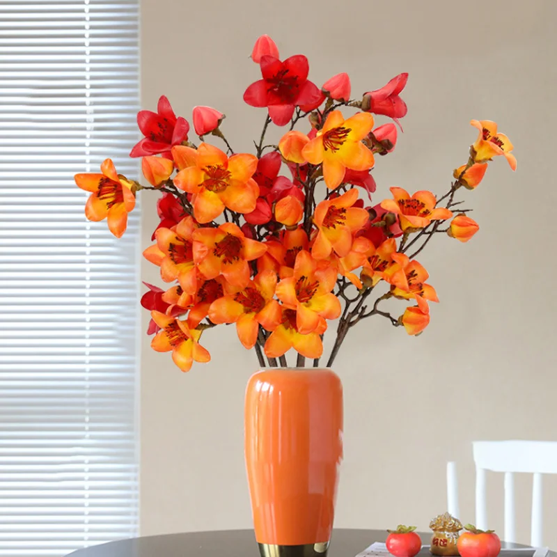 

Искусственный длинный Шелковый Цветочный капок 68/73 см, реалистичный на ощупь, «сделай сам», домашний Свадебный декор, Цветочная композиция оранжевого и красного цветов, 1 шт.