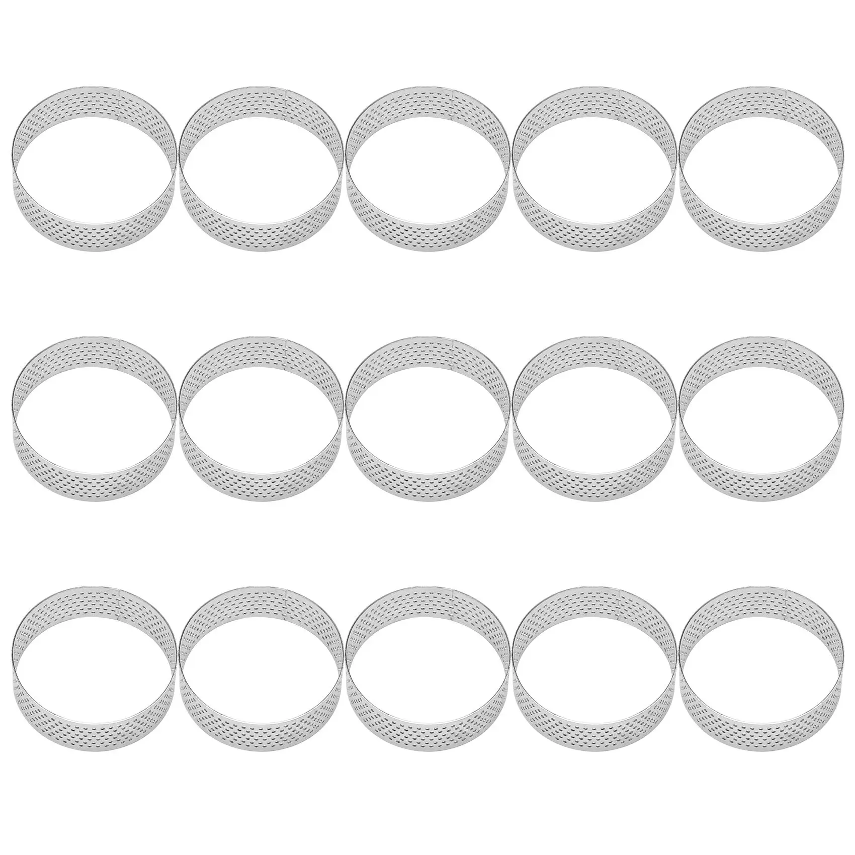 

15 шт., 6 см, круговое кольцо для пирога, десерт из нержавеющей стали, перфорация, форма для фруктов, пирога, кекса, мусса, кухонная форма для вып...