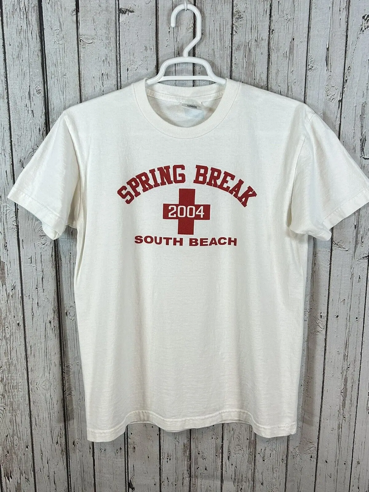 Винтажная футболка Y2K Spring Break South Beach Sz Large Life Guard 2004 г.