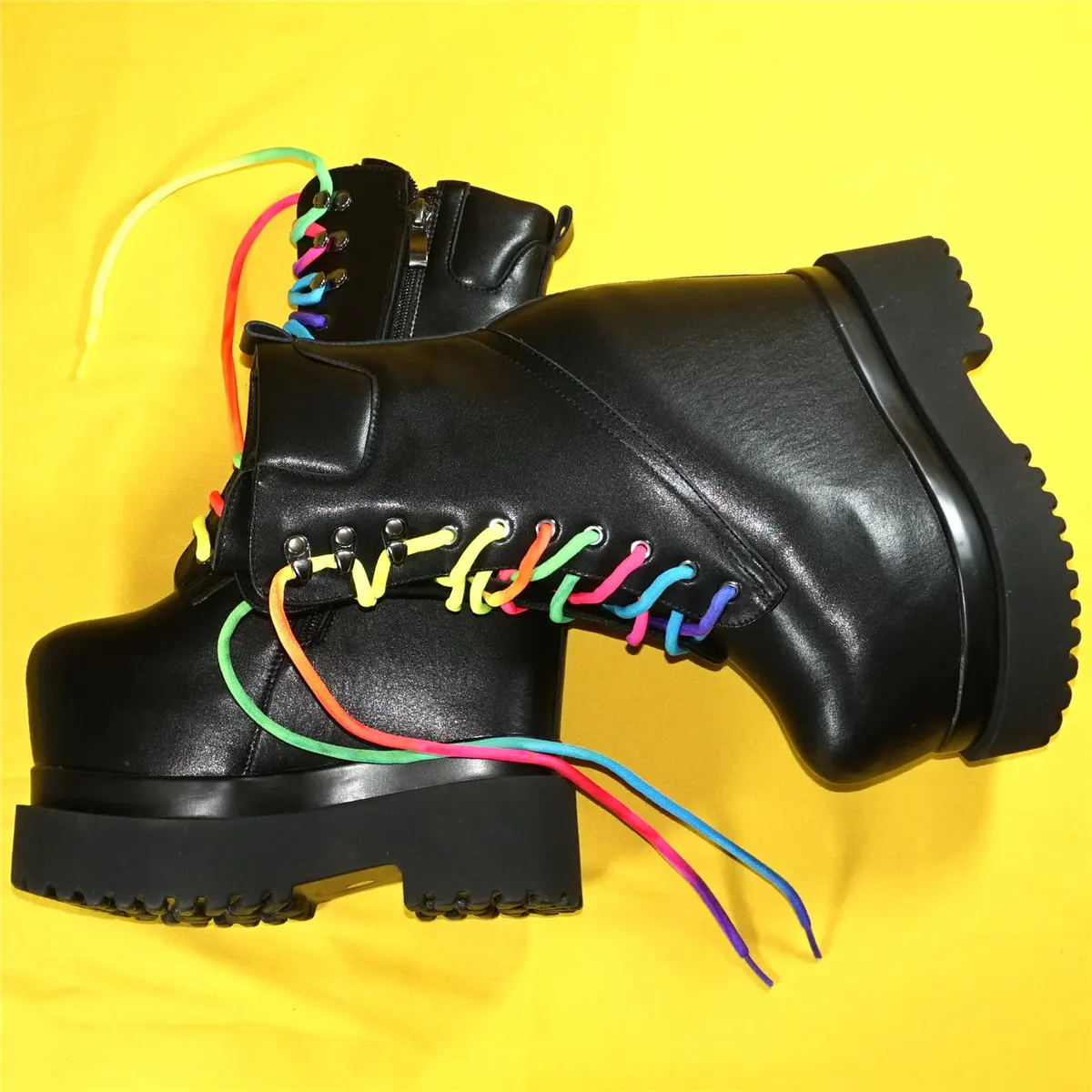 High Top Snow Boots Women Lace Up Genuine Leather Wedges High Heel Platform Pumps Female Round Toe Fashion Sneakers Casual Shoes