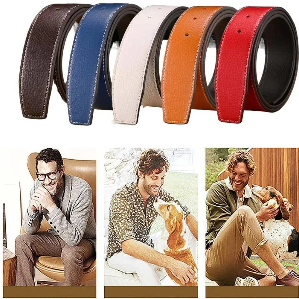 

3.7cm Durable Trouser Jeans Belt Decor Replace Strap Men Genuine Leather Leather Belt Strap Waistband No Buckle Belt