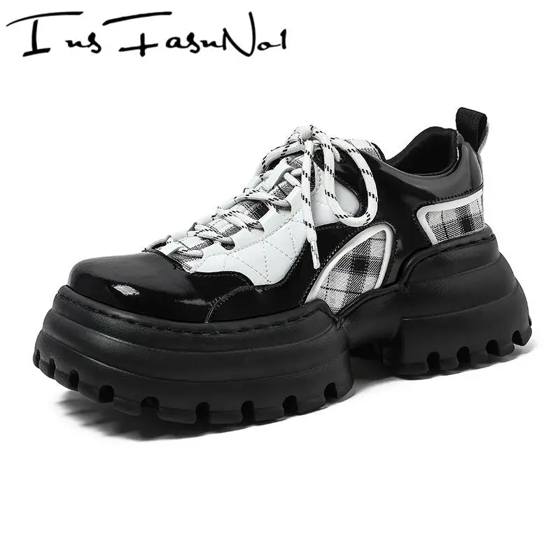 

Туфли-лодочки в британском стиле, толстая подошва, квадратный носок, шнуровка, массивный каблук, платформа, повседневные весенние студенческие кроссовки, Мэри Джейн