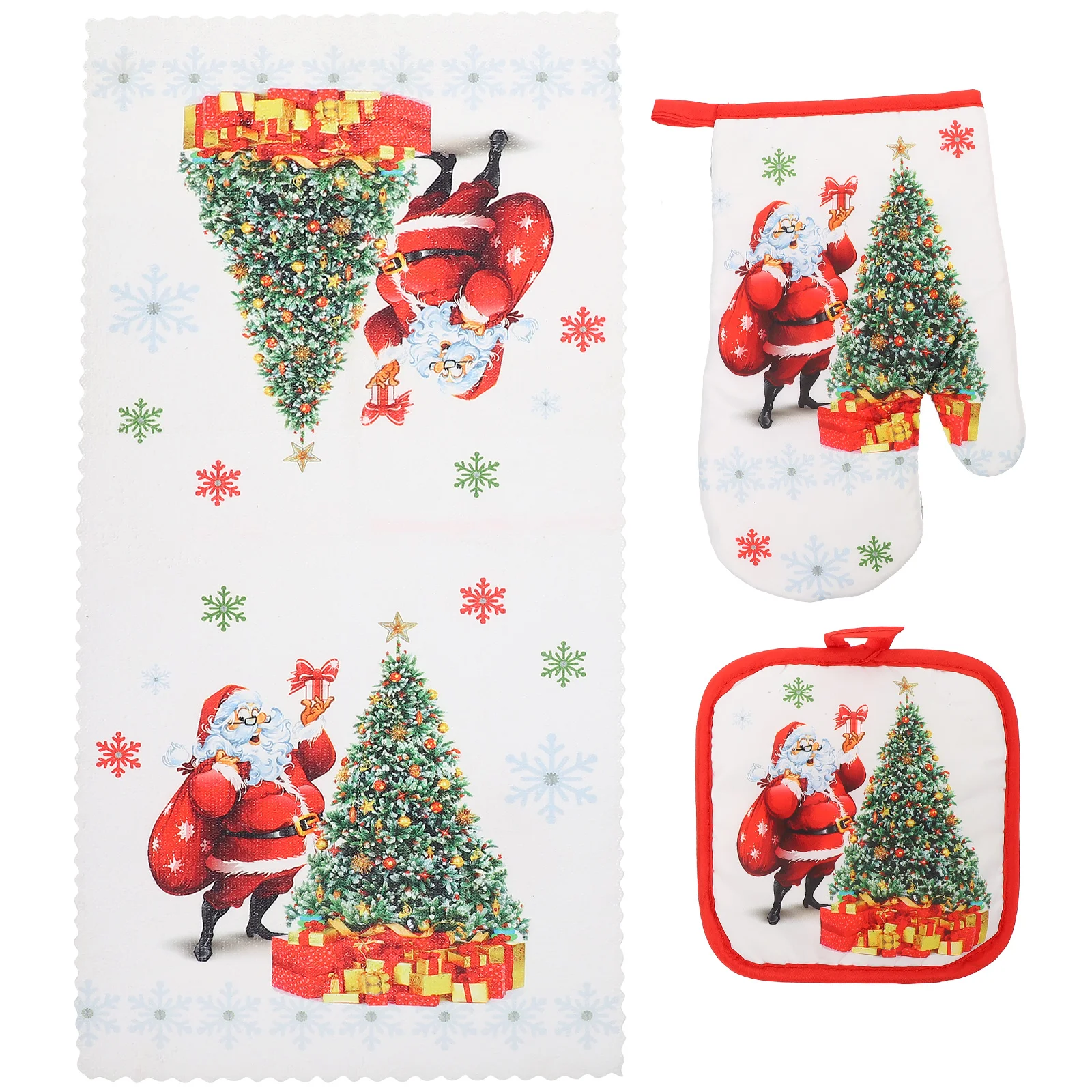 

Christmas Oven Pot Gloves Mitts Kitchen Holders Towels Baking Mittenscookingholder Hotpads Grilling Dish Mitt Microwave