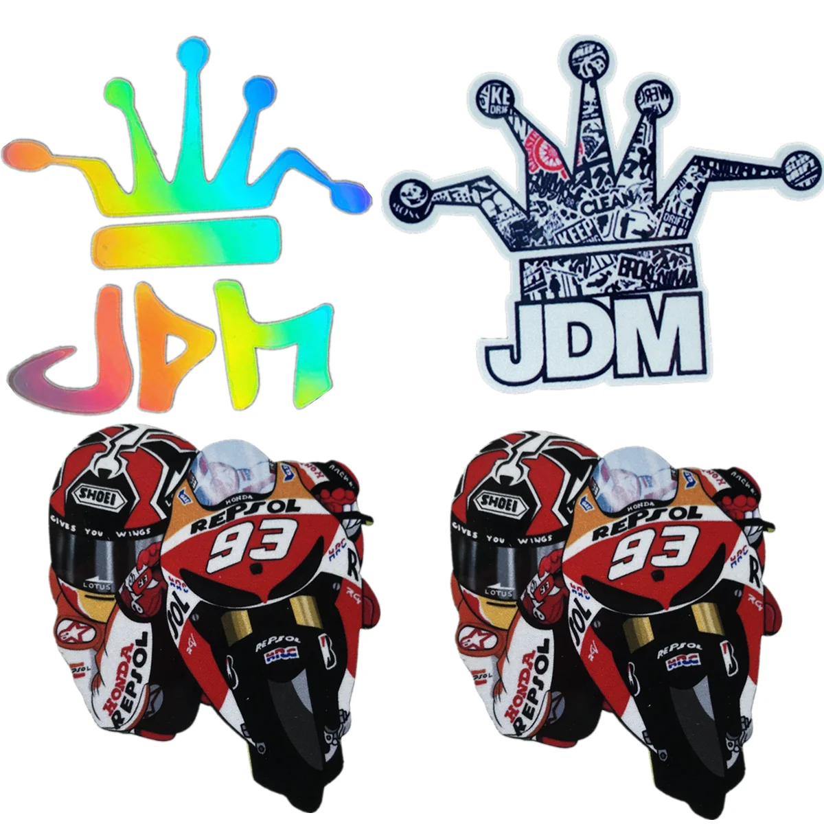 

2Pcs Motorcycle Racing Sticker Racer Anime JDM Car Decal for Portable Bike Accessories 93 racer agv Helmet Trunk Sticker