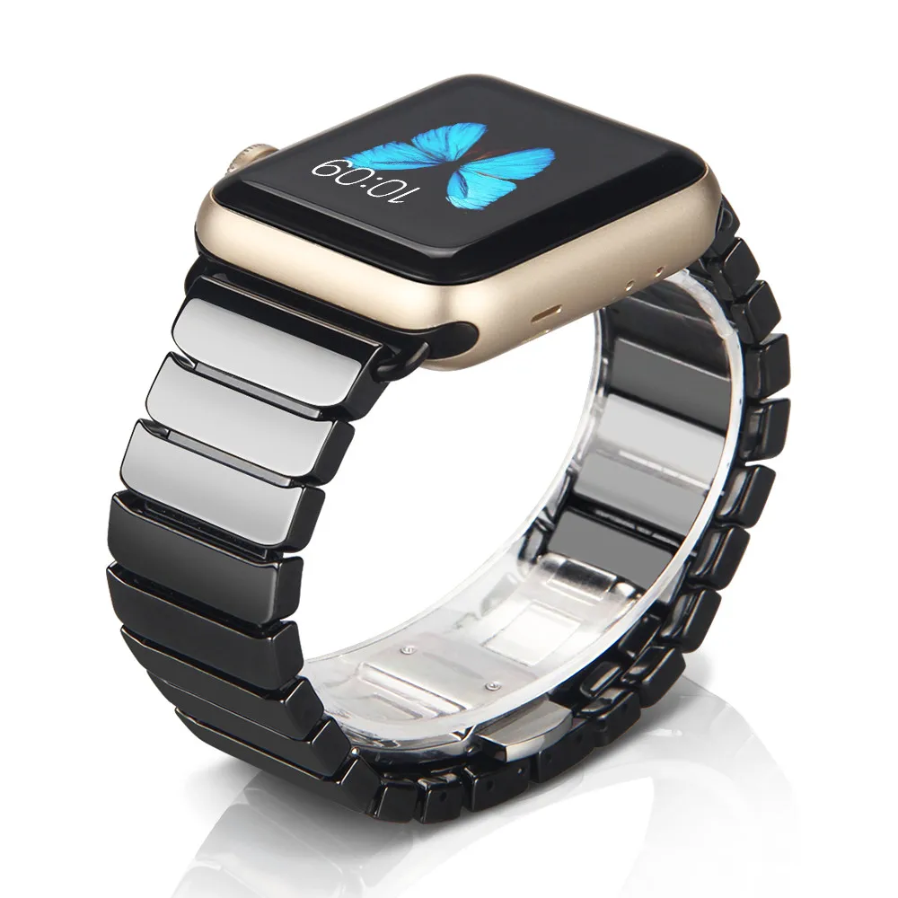 Ремешок керамический для Apple Watch Band 45 мм 41 металлический браслет iWatch 7 6 5 4 3 SE 44 42 40 38