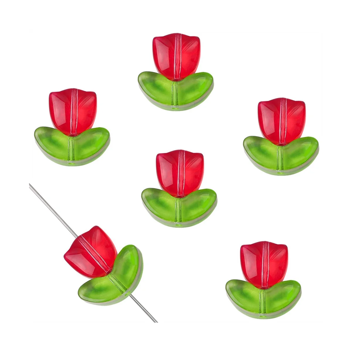 

320 шт. разноцветные полупрозрачные бусины в виде тюльпанов, Цветочные бусины ручной работы, стеклянные бусины-разделители для тюльпанов, хрустальные россыпью стеклянные цветочные бусины