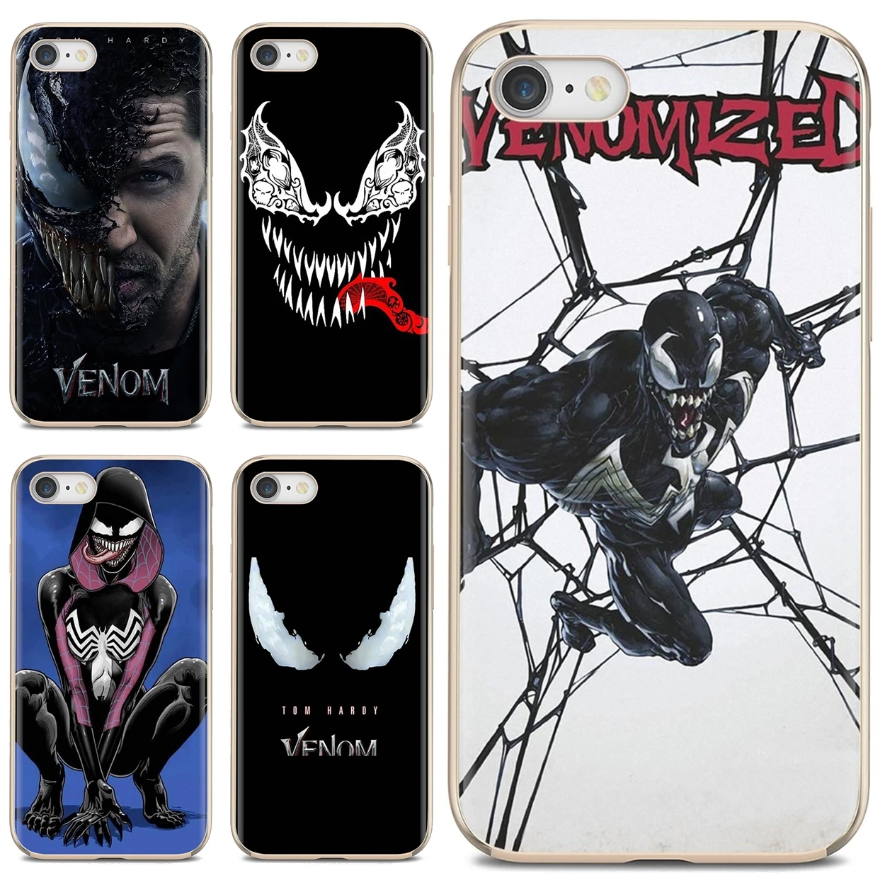 

For iPhone 10 11 12 13 Mini Pro 4S 5S SE 5C 6 6S 7 8 X XR XS Plus Max 2020 TPU Transparent Case Covers Venom Marvel Villain