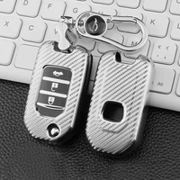tpu carbon fiber car key cover case holder key chain ring for honda accord cr v odyssey civic fit pilot crider key protector