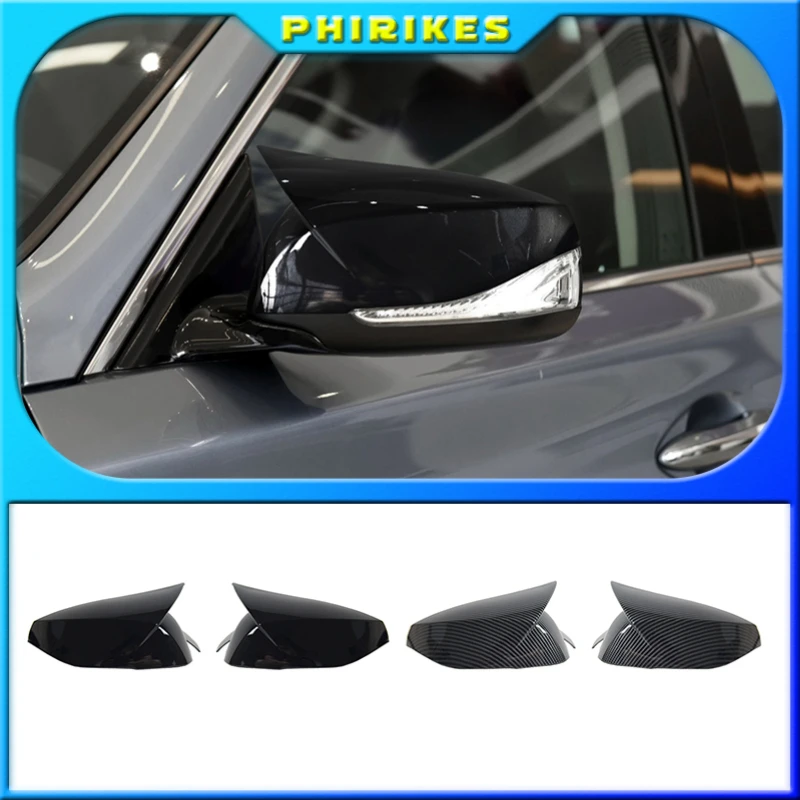 

2Pcs Car Side Rearview Mirror Cover Cap Carbon Black Style/Glossy Black For Infiniti Q50 Q60 QX30 Q70 All Models 2014-2021