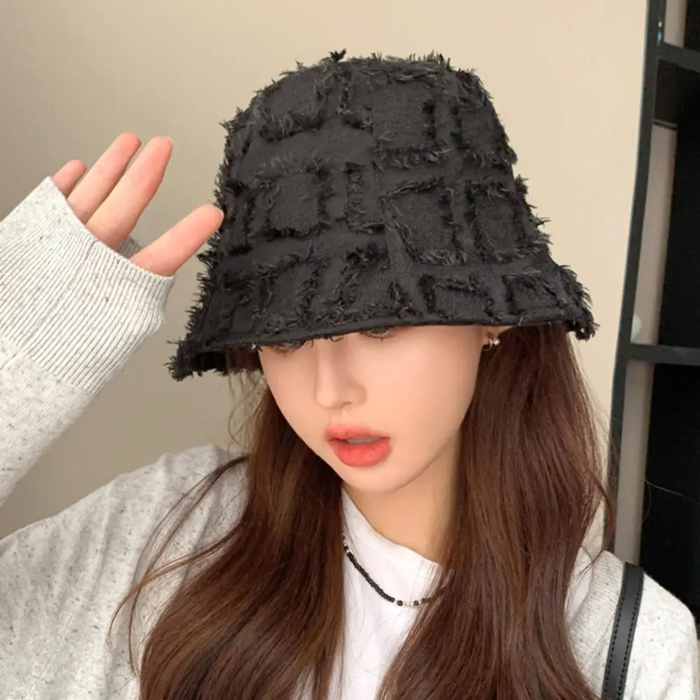 

Comfortable Bucket Hat Stylish Korean Fisherman Hats for Autumn Winter Wide Brim Bucket Hats with Burr Edge Trim Solid for Men