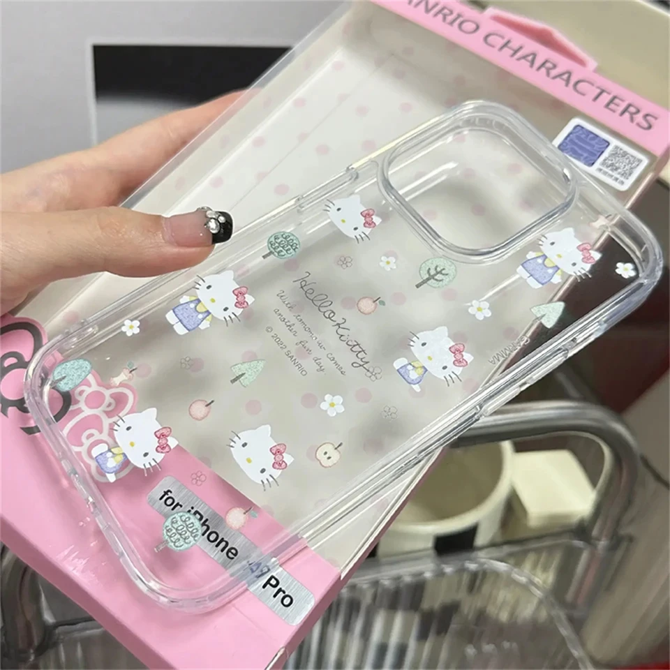 Оригинальные прозрачные чехлы Sanrio Hello Kitty для iPhone 15 14 11 13 12 Pro Max XR XS 7 8 Plus Y2K защитный