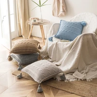 pillow cover korean style knitted tassel solid color cushion cover 45x45cm sofa living room bedroom home decoration pillow case