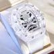 Luxury Quartz Watch Military Top Brand Men Sport Watches Male Tonneau Transparent White Silicone Strap Diamond Skull Wristwatch Other Image