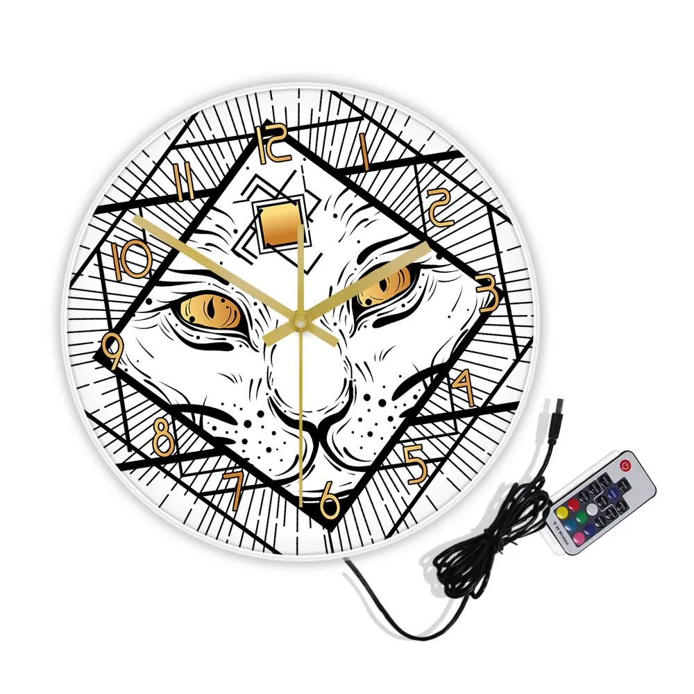 Темная колдовская кошка с тремя глазами декоративные настенные тату часы стиль