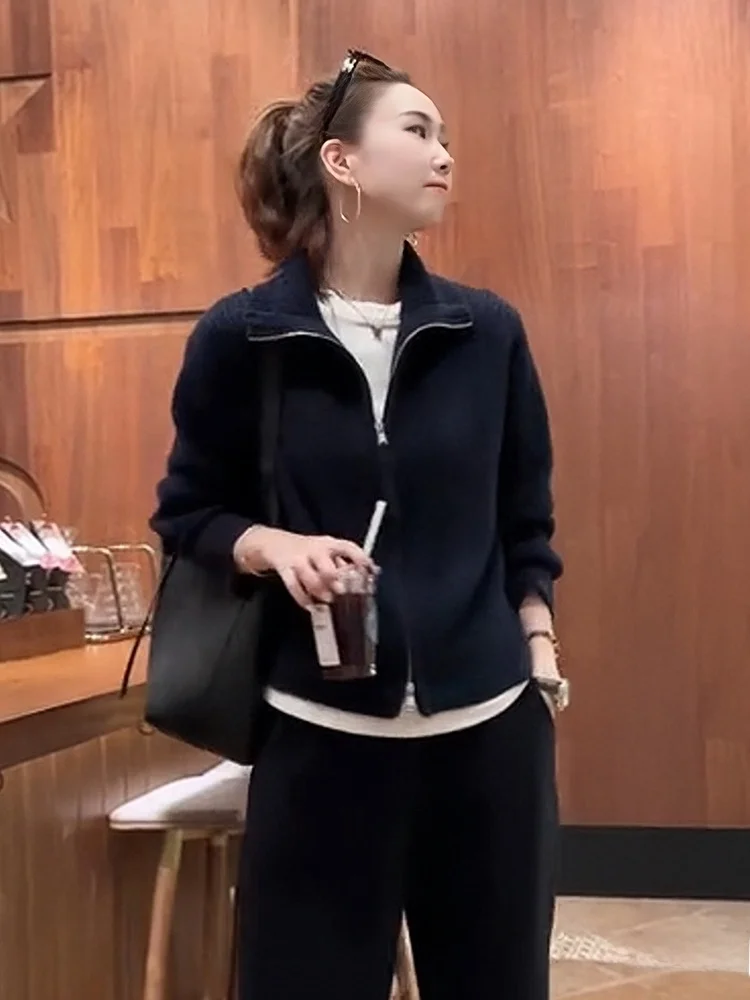 Женская трикотажная верхняя одежда с двойной молнией Design Sense и длинными рукавами