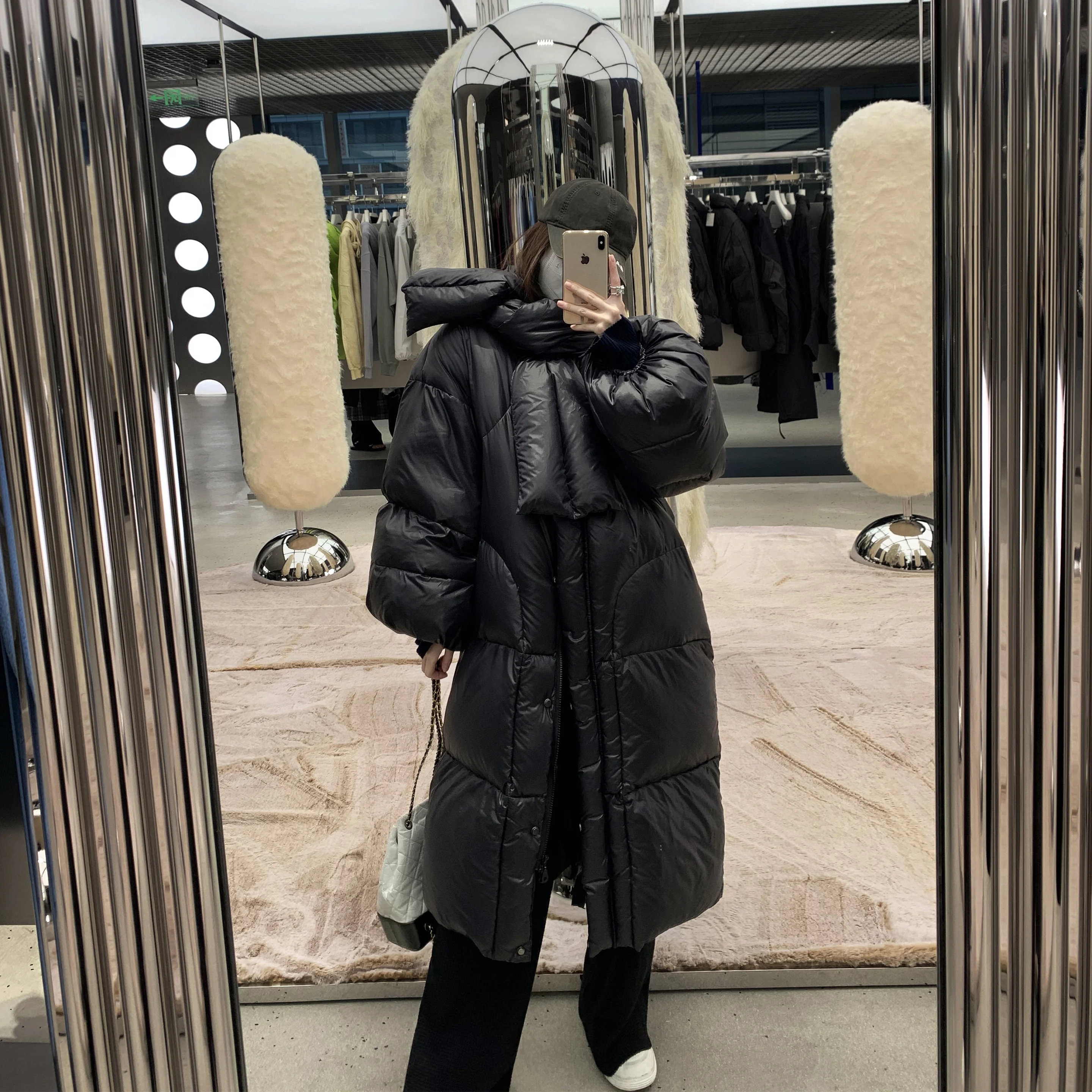 

Women 2022 Winter Fashion Long White Duck Down Jackets Female Stand Collar Warm Overcoats Ladies Solid Color Down Coats K04