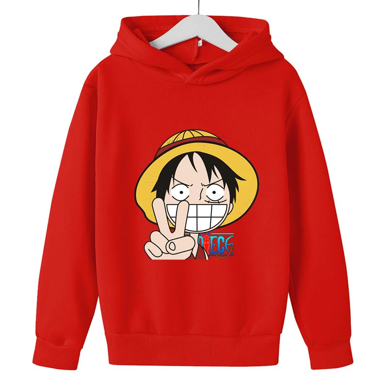 

Children's Anime One Piece Hoodies Fashion Luffy Pullover Oversized Hoodie Sweatshirt Kids Coat Boys Mens Clothing Sudaderas
