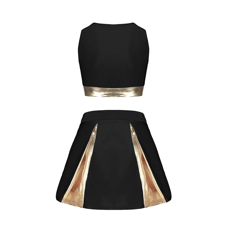 Униформа для чарлидинга девочек короткий топ без рукавов юбка носки одежда