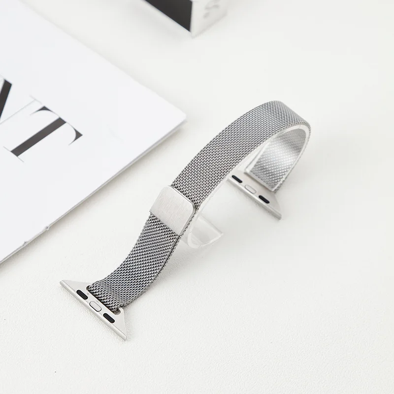 Slim magnetic loop For Apple watch 7 band 41mm 45mm 38mm 42mm stainless steel bracelet iwatch series 3 4 5 6 se 40mm 44mm Strap