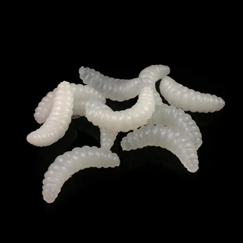 

100PCs White Lifelike Fishing Lure Bionic Bread Bug 2.4cm 0.5g Soft Simulation Bait Maggot Grub Worms Fishing Tackle