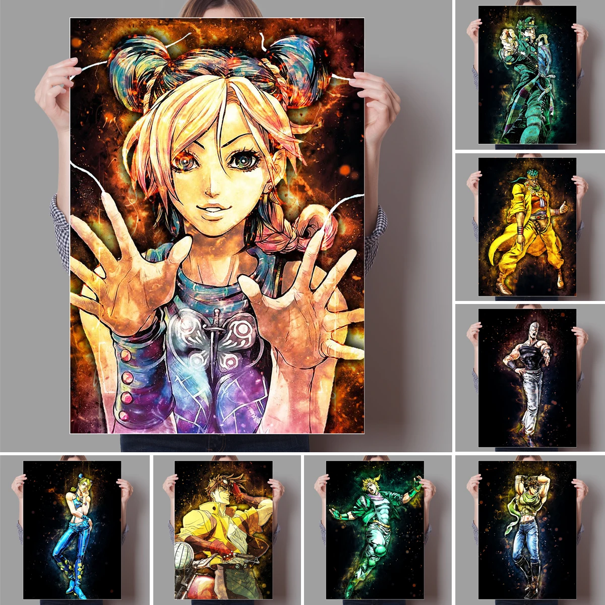 

Мультипликационное аниме, Необычные строительные стены Джоджо, искусство на стену, декор для домашней комнаты, декоративная роспись в подарок