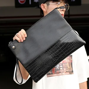 alligator pattern leather clutches men envelope bag business fashion clutch male handbag luxury design clutch men shoulder bags free global shipping