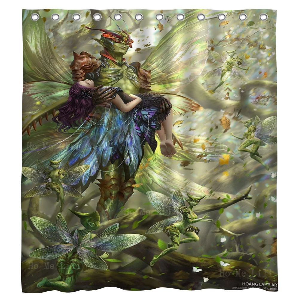 

Fantasy Art The Pumpkin King Fairy Magical Creatures Elves Angel Luminos Green Shower Curtain By Ho Me Lili For Bathroom Decor